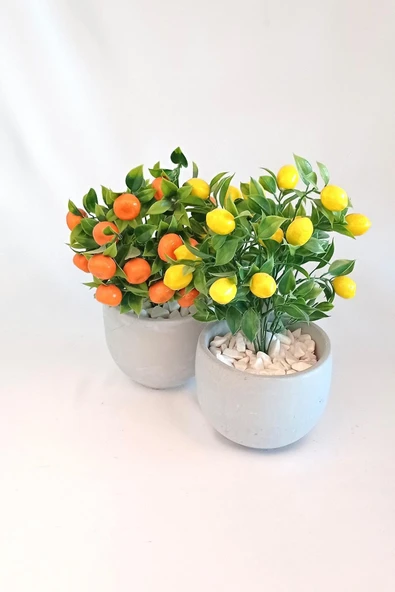 Yapay Ağaç Beton Saksıda Dekoratif Limon Ve Portakal Ağacı Tanzimi - 3