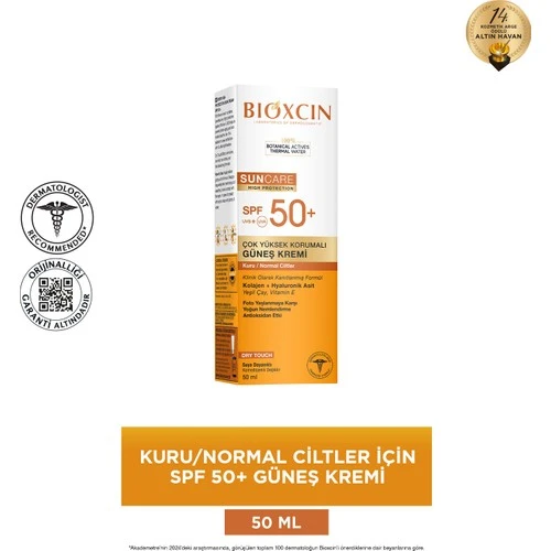 Bioxcin Sun Care Güneş Krem Renkli Yüksek Korumalı Kuru  Normal Ciltler İçin SPF50+ 50 ml ürün görseli