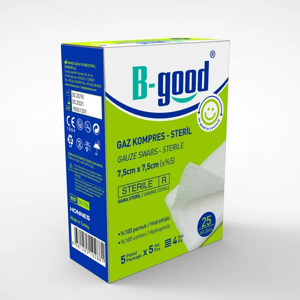 B-Good Gaz Kompres 7,5cm x 7,5cm 25li ürün görseli