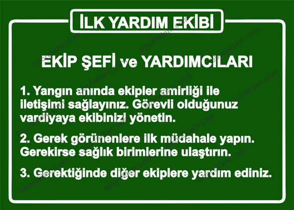 İlk Yardım Ekibi (talimat)Uyarı Levhası ürün görseli 1