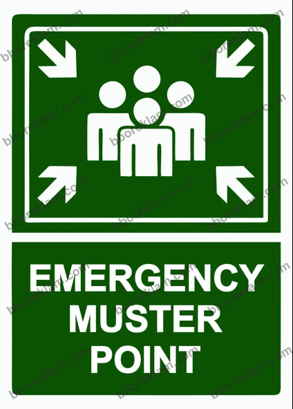 EMERGENCY MUSTER POINT Uyarı Levhası ürün görseli 1