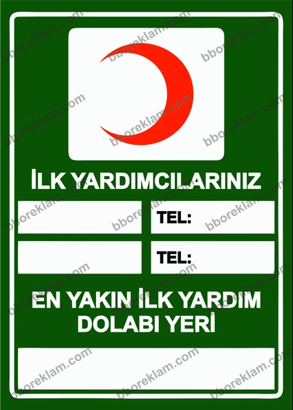İlk Yardımcılarınız Tel:-En Yakın İlk Yardım Dolabı Yeri Uyarı Levhası ürün görseli 1