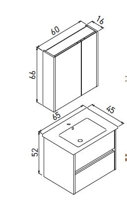 Orka Arno 65 cm Parlak Antrasit Çekmeceli Banyo Dolabı Alt Modül Lavabo - Resim 3