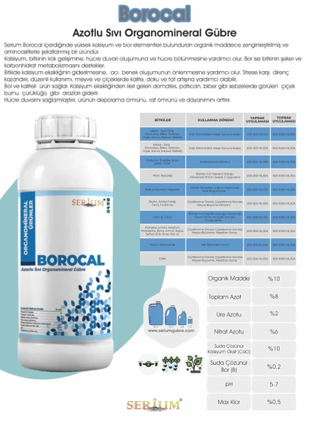 Serium Borocal Azotlu Sıvı Organomineral Gübre 1lt - 2