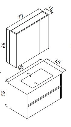Orka Arno 85 cm Parlak Kaşmir Çekmeceli Banyo Dolabı Alt Modül Lavabo - Resim 3