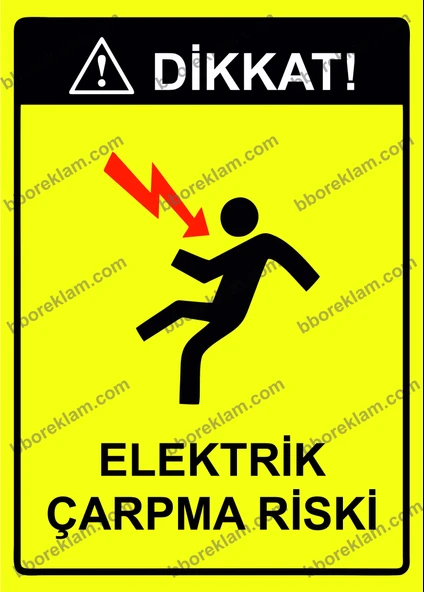 Dikkat! Elektrik Çarpma Riski Uyarı Levhası - 1