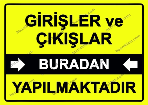 Girişler ve Çıkışlar Buradan Yapılmaktadır Uyarı Levhası - 1
