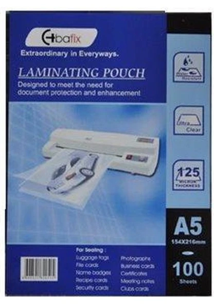 Bafix Laminasyon Filmi A5 125 Mıc 100'lü