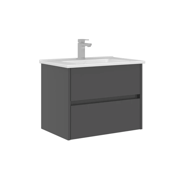 Orka Arno 65 cm Parlak Antrasit Çekmeceli Banyo Dolabı Alt Modül Lavabo ürün görseli