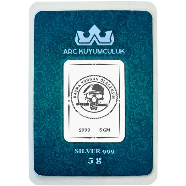 Kararlılığın ve Gücün Simgesi Olan Kaçma Yorgun Temalı Hediyeye Özel 999 Ayar Gümüş Külçesi-673 ürün görseli