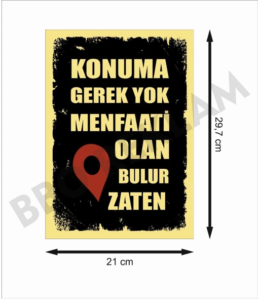 Konuma Gerek Yok Menfaati Olan Bulur Zaten Retro Ahşap Poster - 2