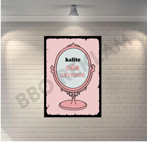 Kalite Gör Sayemde Ayna Retro Ahşap Poster - 1