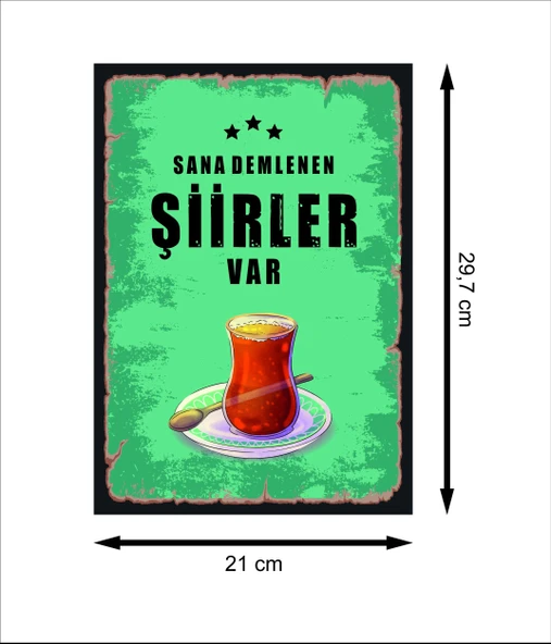 Sana Demlenen Şiirler Var Retro Ahşap Poster - 1