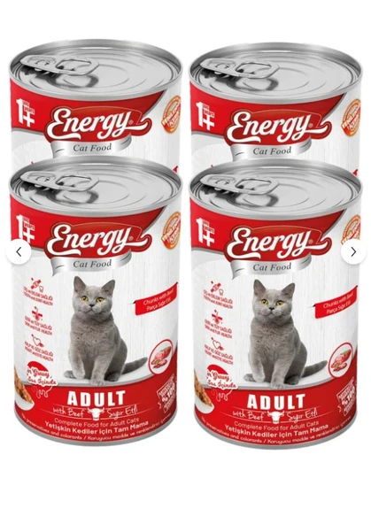 Pet Food Energy Sığır Etli Yetişkin Yaş Konserve Kedi Maması 400 G - 4 Adet - 2