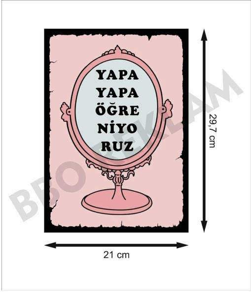 Yapa Yapa Öğreniyoruz Ayna Retro Ahşap Poster - 2