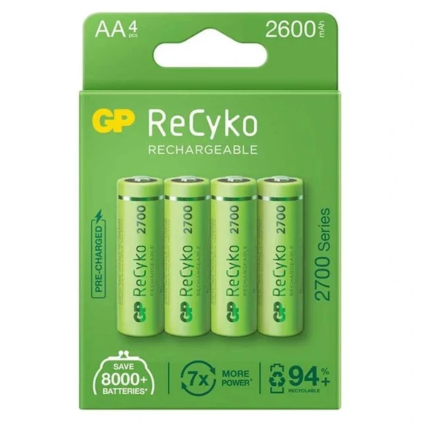 Gp Recyko Aa 2600 Mah Şarjlı 4'lü Pil Gp270aahce-2eb4 (gprhc272e001) - 3