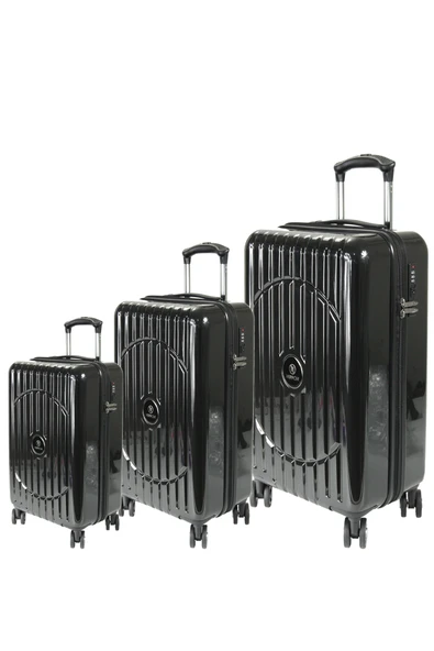 Nippon 1802 Oxygen PC - Büyük + Orta + Kabin Boy Valiz / Bavul Seti - Siyah - Resim 2