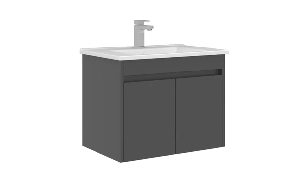 Orka Arno 65 cm Parlak Antrasit Kapaklı Banyo Dolabı Alt Modül Lavabo ürün görseli