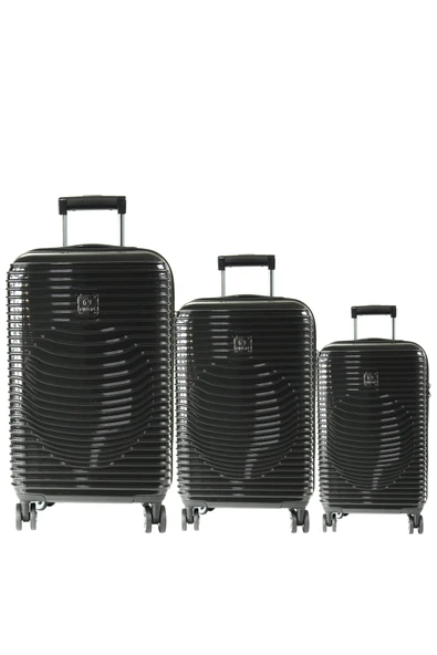 Nippon 1818 Horizon PC - Büyük + Orta + Kabin Boy Valiz / Bavul Seti - Siyah - 2