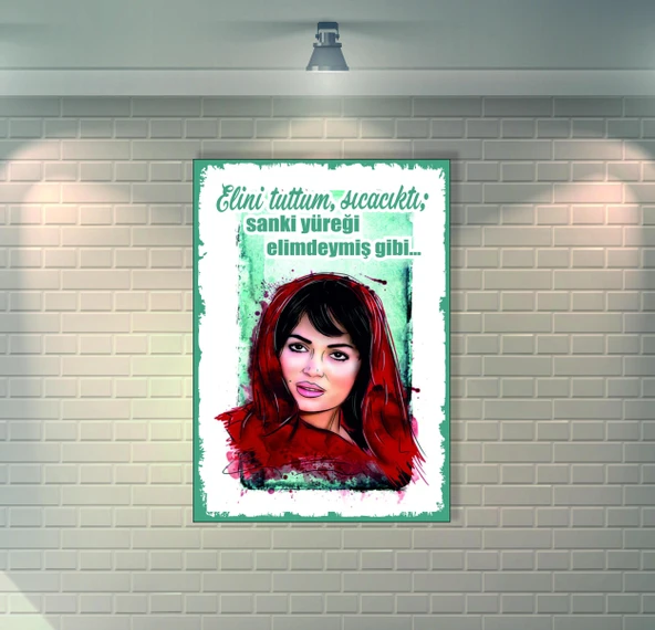 Türkan Şoray Al Yazmalım Retro Ahşap Poster - 1