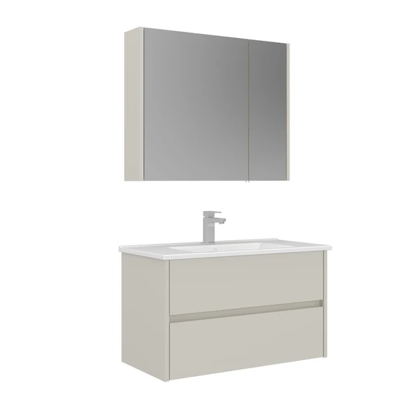 Orka Arno 85 cm Parlak Kaşmir Çekmeceli Banyo Dolabı Takımı ve Boy Dolabı - Resim 2