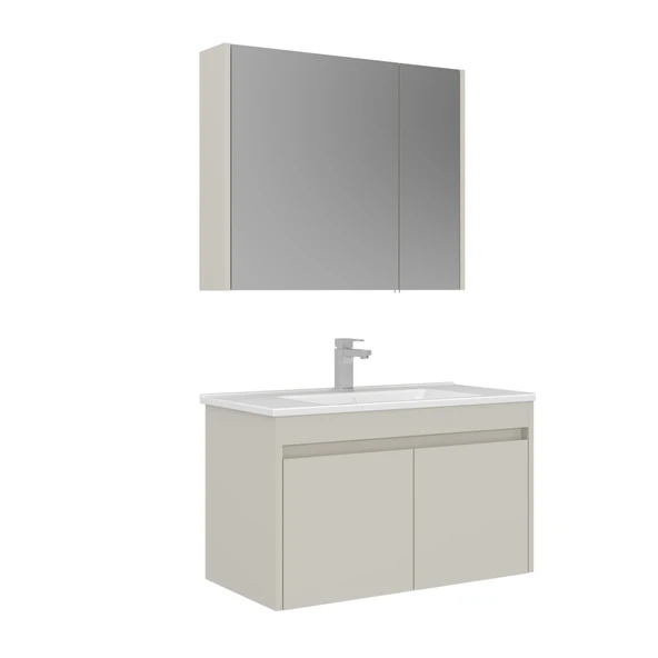 Orka Arno 85 cm Parlak Kaşmir Kapaklı Banyo Dolabı Takımı ürün görseli