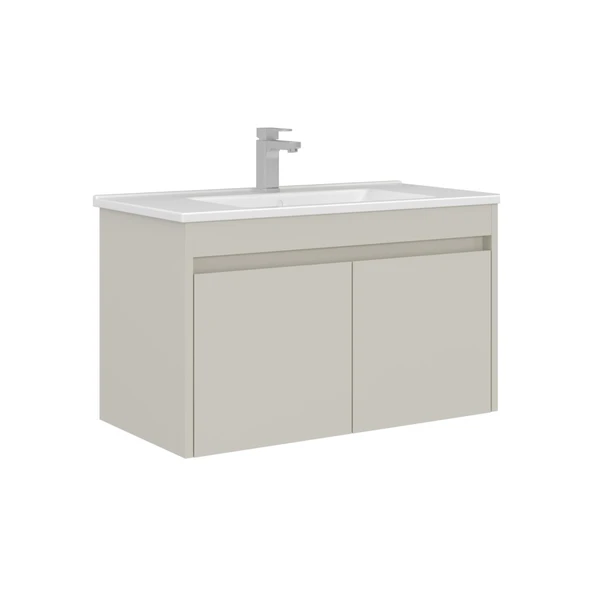 Orka Arno 85 cm Parlak Kaşmir Kapaklı Banyo Dolabı Alt Modül Lavabo ürün görseli