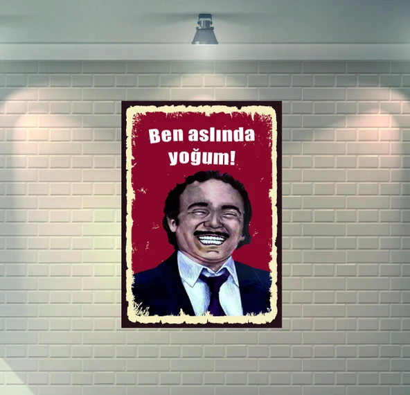 Burhan Altıntop Ben Aslında Yoğum Retro Ahşap Poster - 1