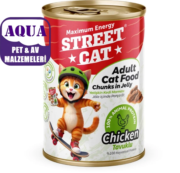 Tavuk Etli Kedi Konserve Tavuklu Yaş Mama 400 Gram - Street Cat Chunks Jelly Tavuk Etli Kedi Konserve 400 Gr.