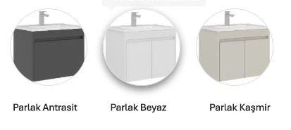 Orka Arno 100 cm Parlak Beyaz Kapaklı Banyo Dolabı Takımı - Resim 3