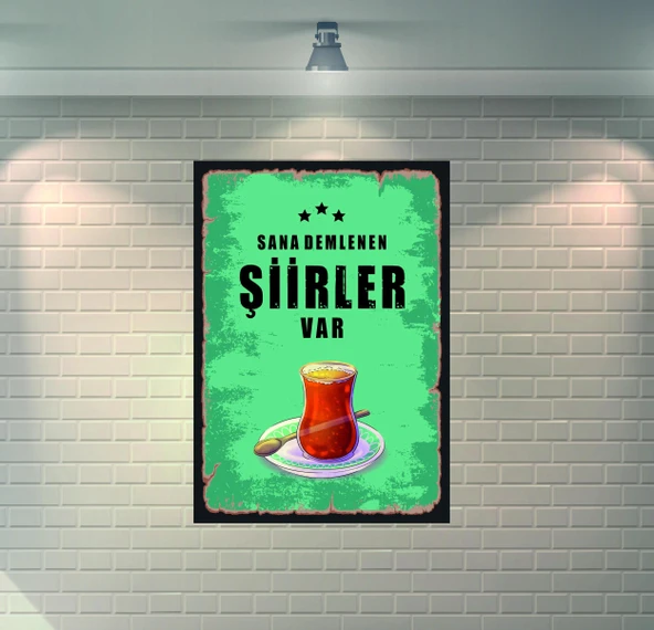 Sana Demlenen Şiirler Var Retro Ahşap Poster - 2