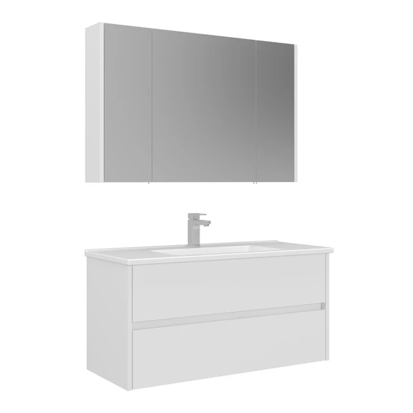 Orka Arno 100 cm Parlak Beyaz Çekmeceli Banyo Dolabı Alt Modül Lavabo - Resim 2