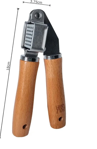 Kayın Saplı Paslanmaz Çelik Sarımsak Ezici - 4