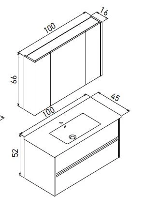 Orka Arno 100 cm Parlak Beyaz Çekmeceli Banyo Dolabı Alt Modül Lavabo - Resim 3