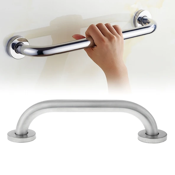 Banyo Tutunma Barı 43 cm Paslanmaz Çelik Vidalı Duvar Tipi Destek Barı Engelli Güvenlik Tutacağı - 2