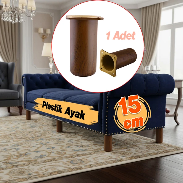 Plastik Liva Kestane Kahvesi 15 cm Mobilya Kanepe Koltuk Baza Yükseltici Yükseltme Ayağı Ayakları - Resim 2