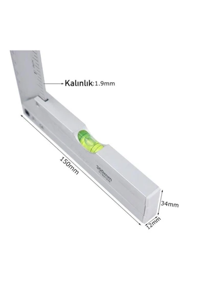 First Marangoz Gönye 35 Cm Su Terazili Alüminyum Cetvel - 3