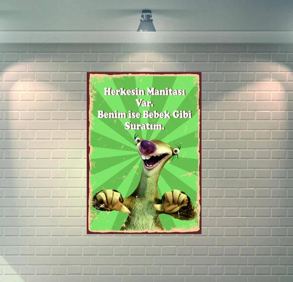Buz Devri Sid Retro Ahşap Poster - 1