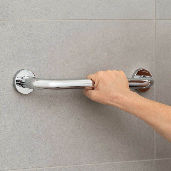 Banyo Tutunma Barı 43 cm Paslanmaz Çelik Vidalı Duvar Tipi Destek Barı Engelli Güvenlik Tutacağı - 3
