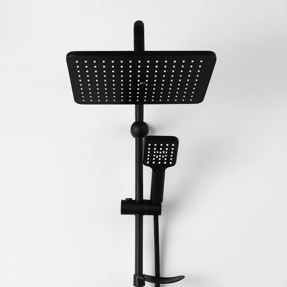 Robot Tepe Duş Seti Tam Takım Mat Siyah Lüks Yağmurlama Başlıklı Vidalı Duş Sistemi Banyo Duvar Tipi - Resim 6