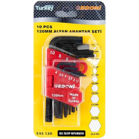 Edoni 120 Mm 10 Parça Alyan Seti Siyah ürün görseli 1
