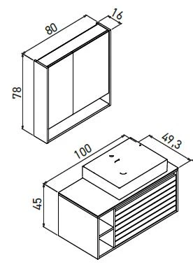 Orka Prato 100 cm Legnano Banyo Dolabı Alt Modül Lavabo - Resim 3