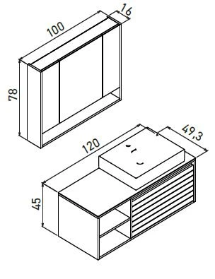 Orka Prato 120 cm Navaro Banyo Dolabı Alt Modül Lavabo - Resim 3