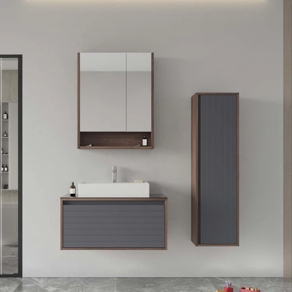 Orka Prato 80 cm Navaro Banyo Dolabı Takımı ve Boy Dolabı ürün görseli