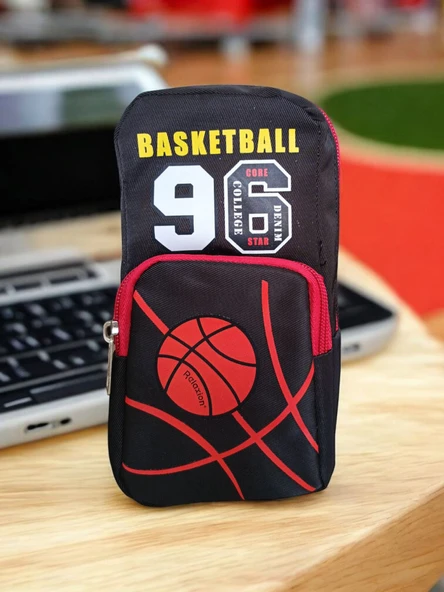 Relaxion Üç Gözlü Greyhound Basketball Kırmızı Siyah Kalem Çantası/Kalemlik (160) - Resim 4