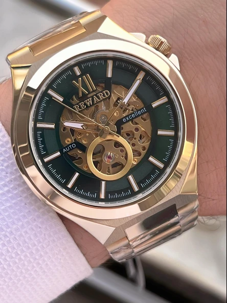 Reward Özel Tasarım Otomatik Mekanizma Çelik Kordon 5 Atm Suya Dayaknıklı Erkek Kol Saati W.145514.2 - Resim 2