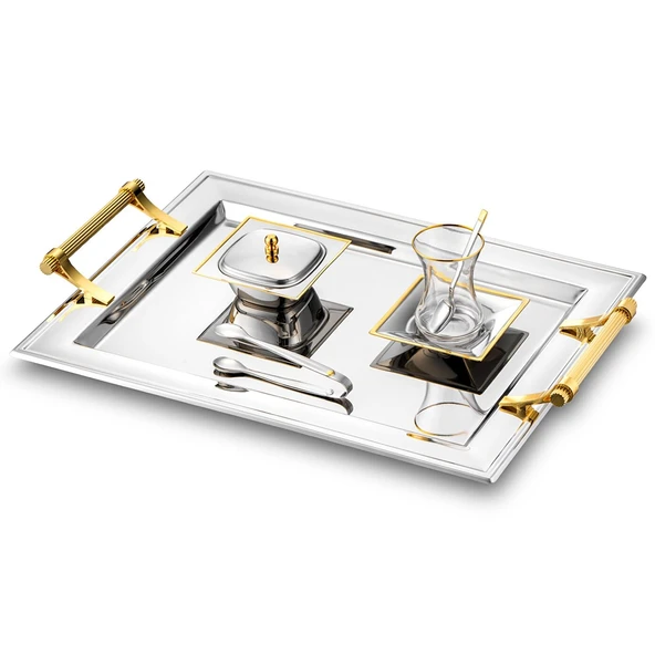 Jumbo Arezzo Gold 40 Parça Çelik Çay Seti - Resim 2