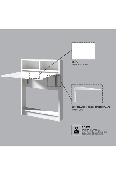 Decormet Bracked Çok Fonksiyonlu Masa Travertine - Resim 10