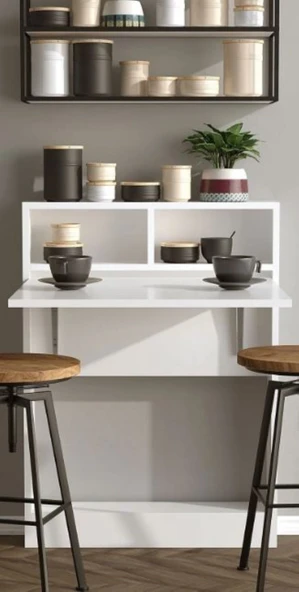 Decormet Bracked Çok Fonksiyonlu Masa Beyaz - Resim 9