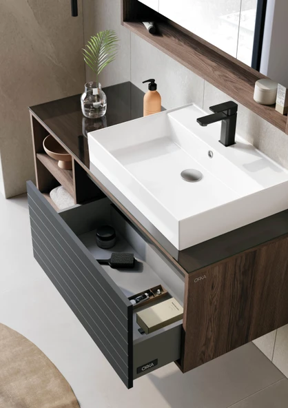 Orka Prato 120 cm Navaro Banyo Dolabı Alt Modül Lavabo - Resim 2